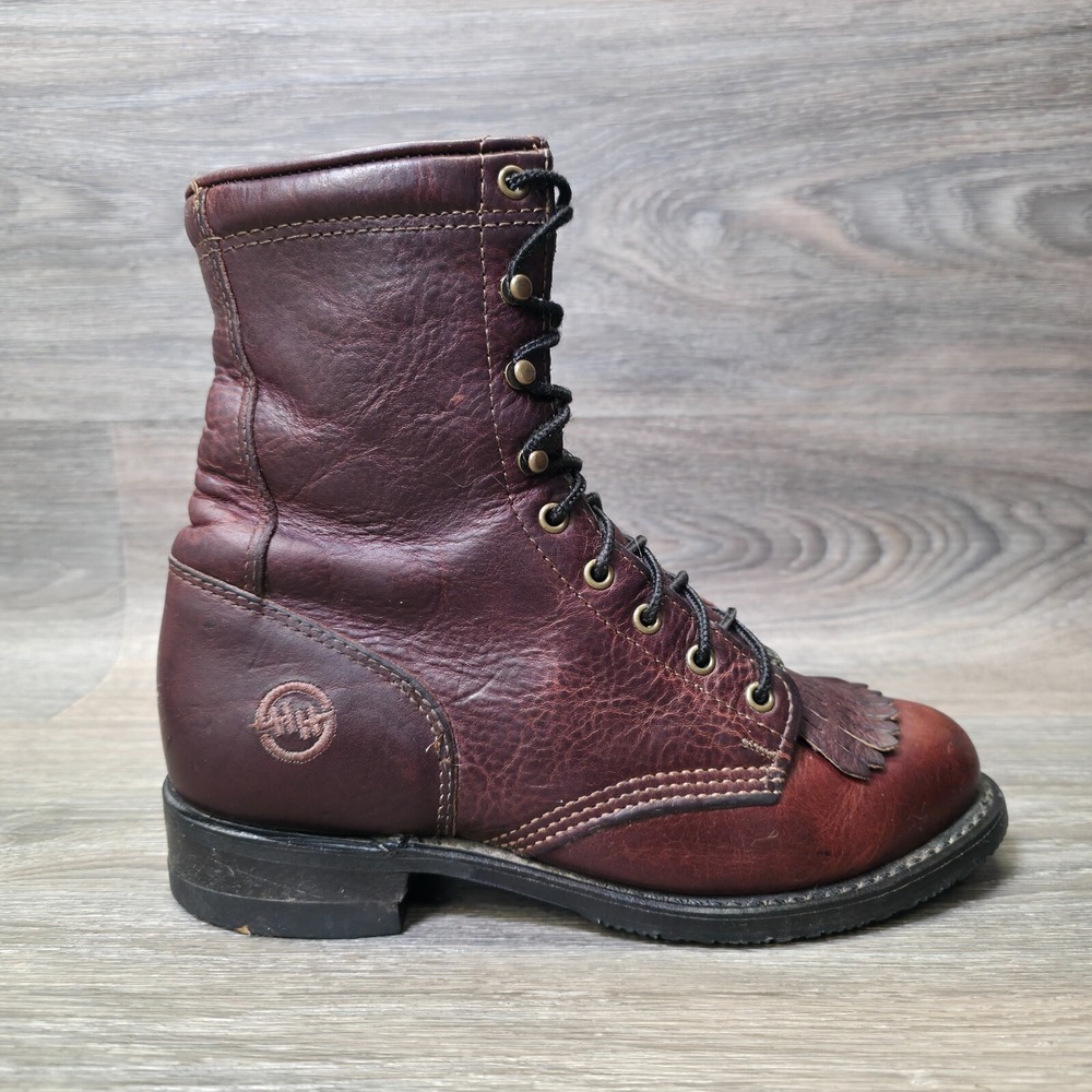 Double H Boots Womens 6.5M Brown Lacer Briar Pitstop Leather Logger Packer‎ Work